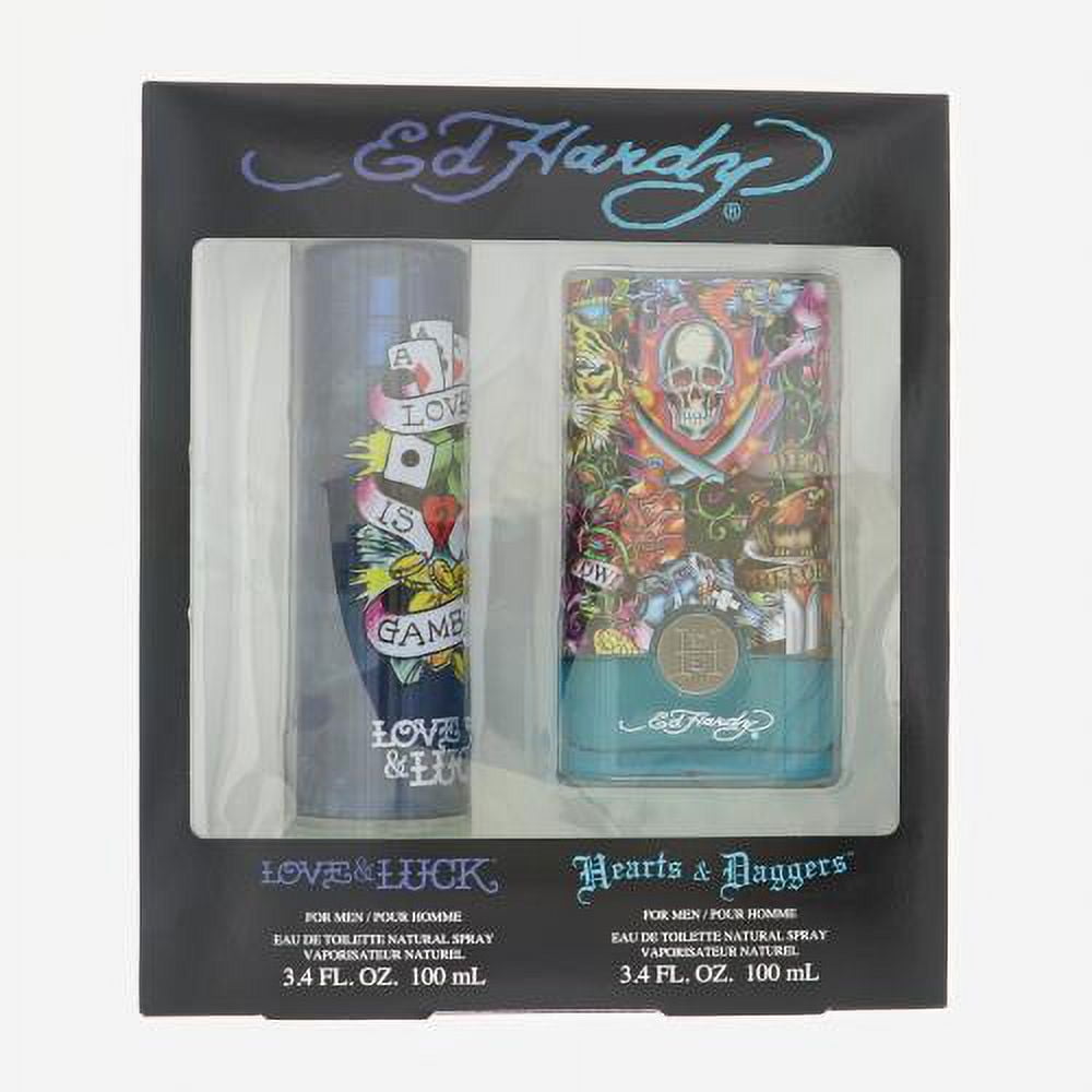 Ed Hardy Men 2 Piece Gift Set 3.4 Oz Love & Luck Eau De Toilette Spray By Christian Audigier