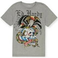 thumbnail image 1 of Ed Hardy Men Rhinestone Battle Tee(Heather Grey), 1 of 2