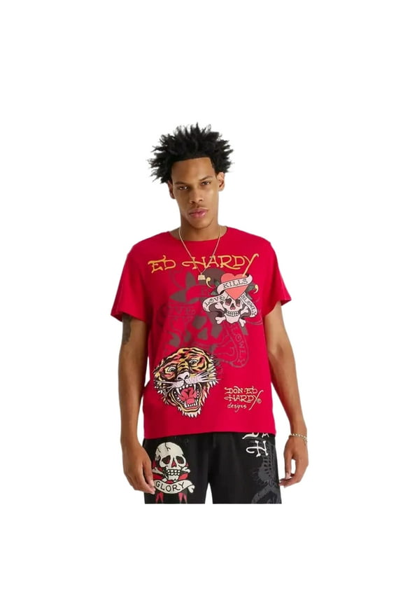 Men Tiger Skull SS Tee (Red)