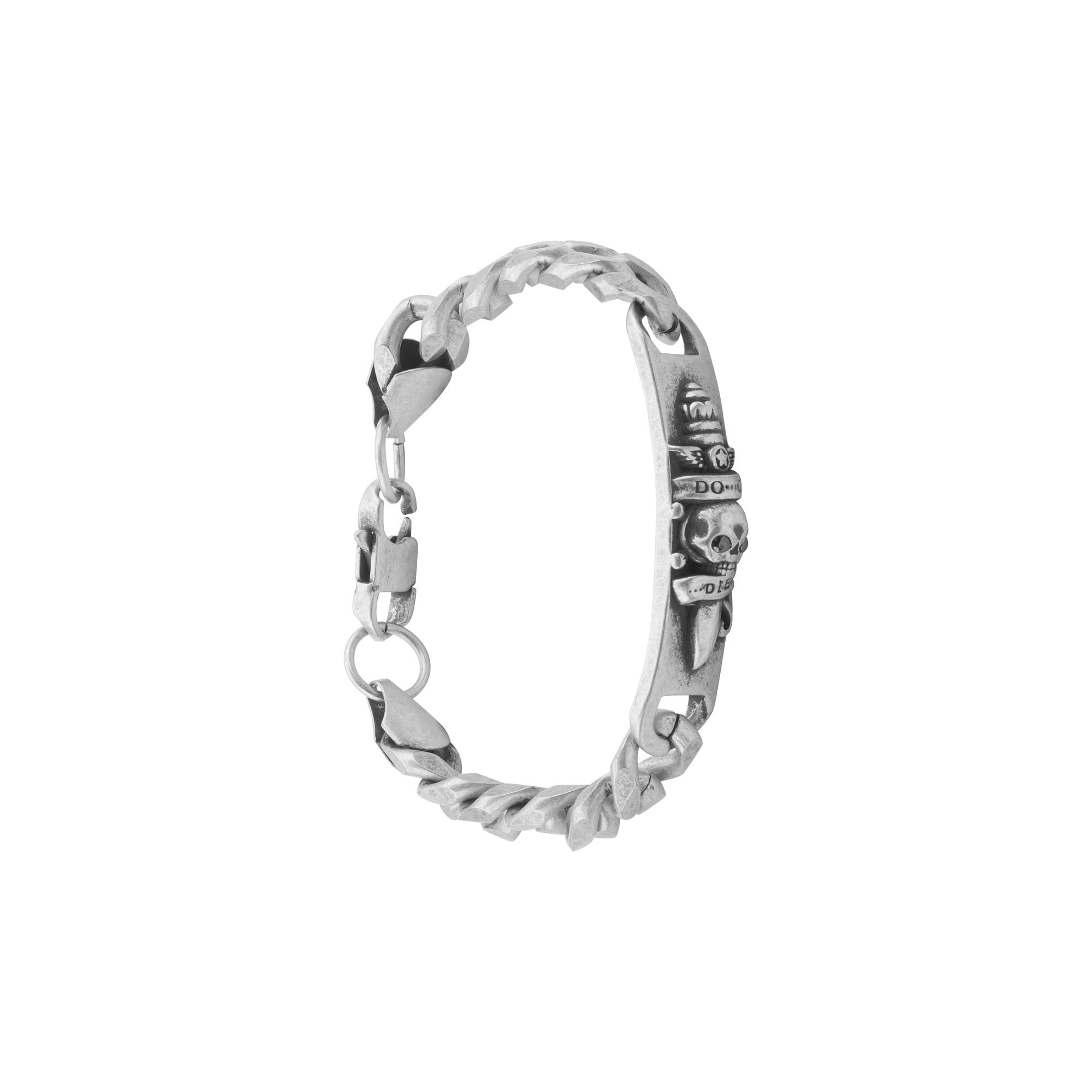 Ed Hardy スカルデザイン チェーンブレスレット Ed Hardy Men's Antique Silver Tone Metal 