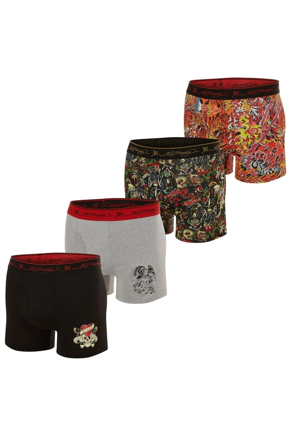 Men's Athletic Underwear, 4-Pack Moisture Wicking Performance Boxer Briefs for Men, Medium Multicolor