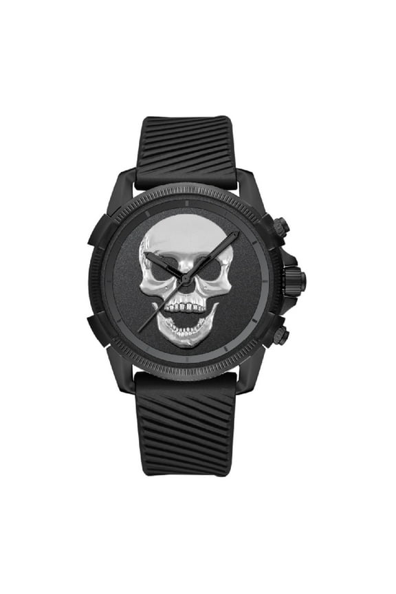 Men's Black Silicone Strap Watch 48mm