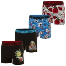 Ed Hardy Men's Boxer Briefs Pack of 4, Sports Performance Stretch Underwear Breathable Athletic Fit, Large