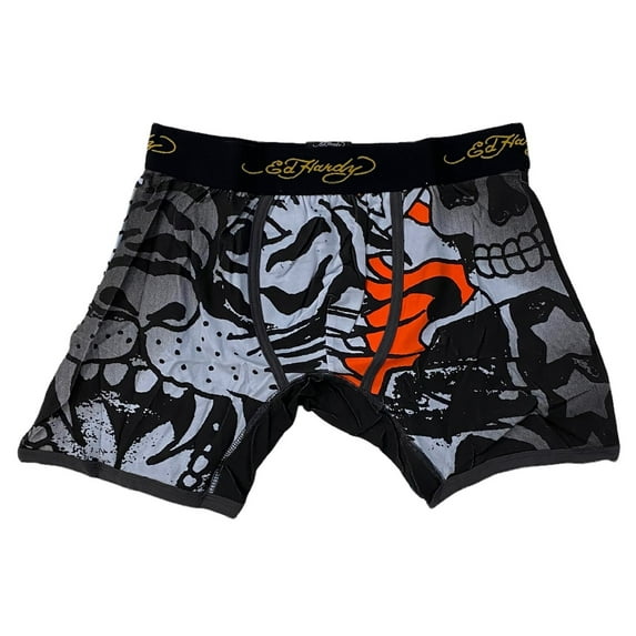 Ed Hardy Men's Tattoo Graphic Print Boxer Brief Underwear (Large (36-38), Black 2)