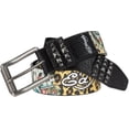 thumbnail image 1 of Ed Hardy Men's Leopard Skull Print Black Belt With Pyramid Rivet Studs (32, Black), 1 of 4