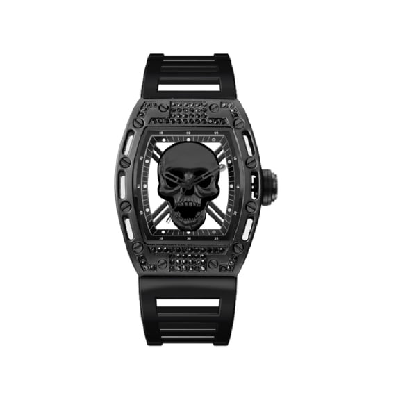 Ed Hardy Men's Matte Black Plastic Strap Watch 42mm
