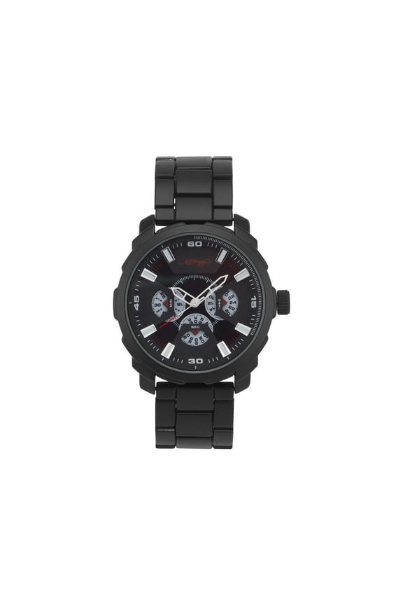 Men's Matte Black Tone Metal Strap Watch 46mm