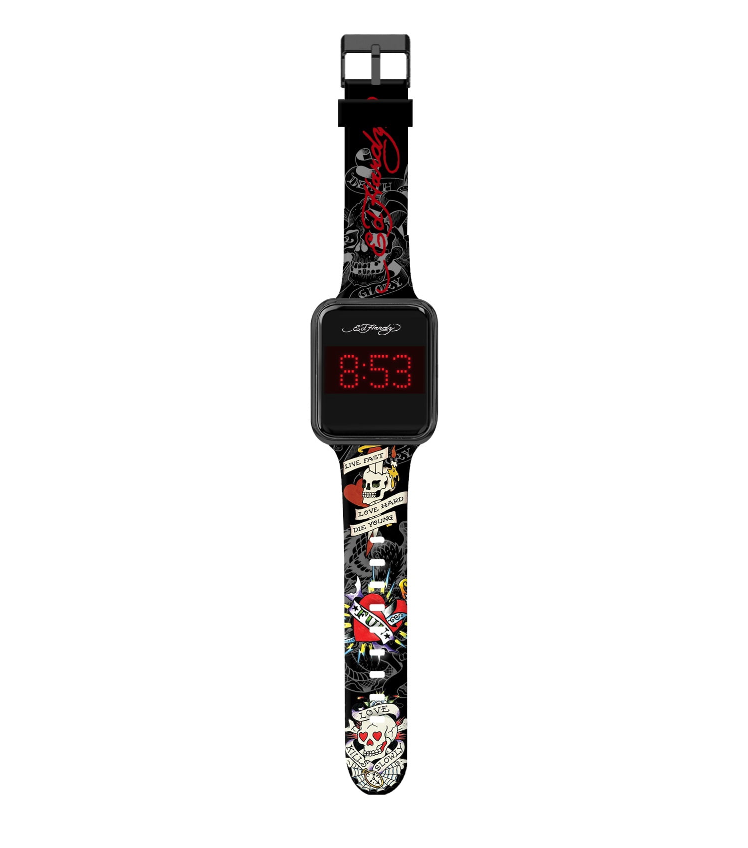 Montre ED HARDY Unisexe Noire - Étanche 100m - Bracelet Caoutchouc - Mouvement Quartz - Neuf Avec étiquettes