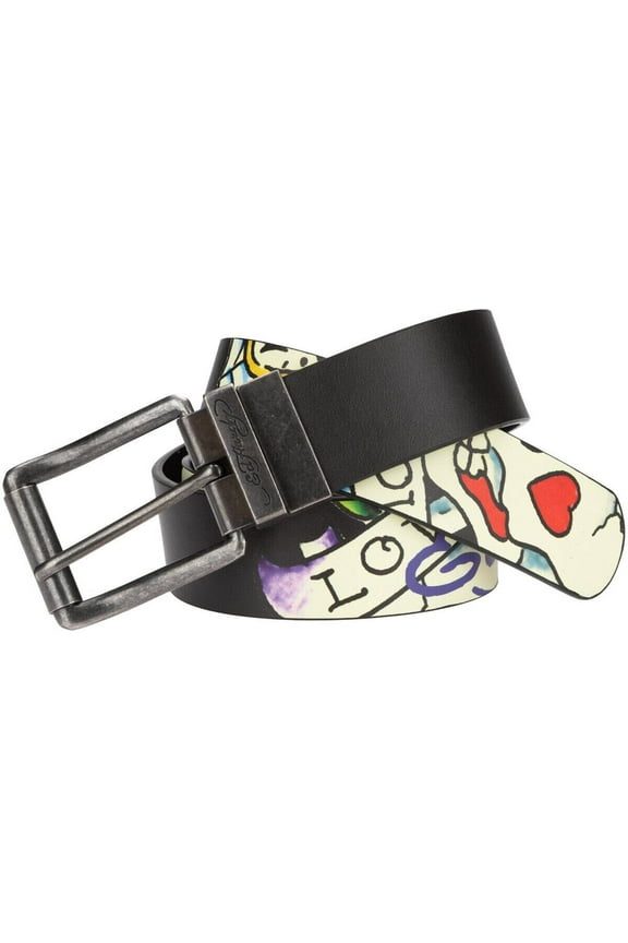 Men's Skull & Butterfly Belt - BX90302EHQ (Black, 38)
