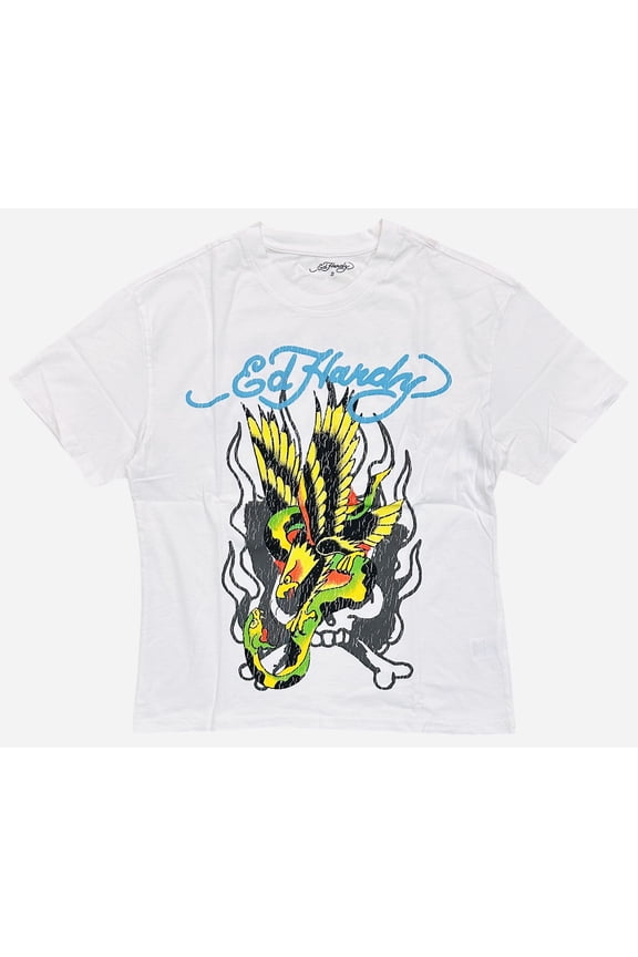 Men's T-Shirt Eagle Snake Boxy Relaxed Fit Tee (XX-Large, White)