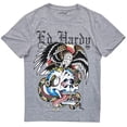 thumbnail image 1 of Ed Hardy Men's T-Shirt Rhinestone Battle Skull Short Sleeve Tee (Small, Heather Grey), 1 of 7
