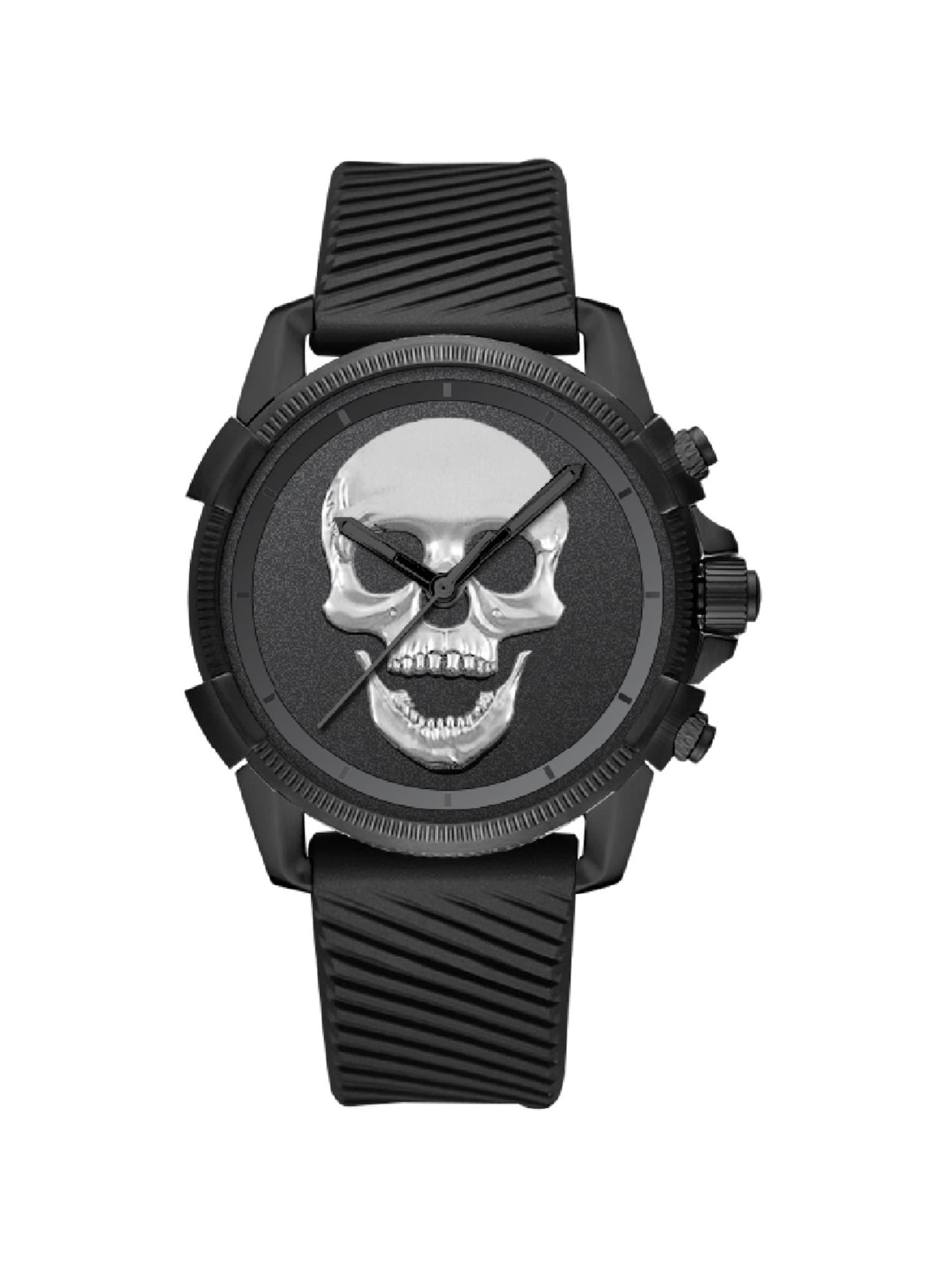 Ed Hardy Ladies Pink Silicone Strap Matte Black Analogue 38mm Watch with Skull Dial Walmart
