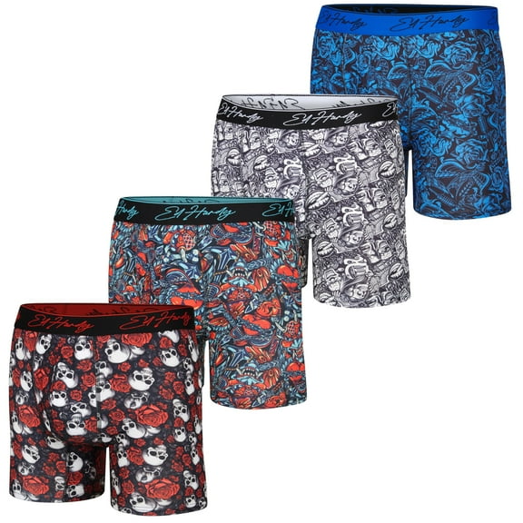 Ed Hardy Mens 4PK Boxer Briefs