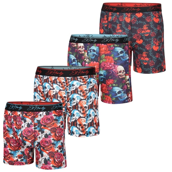 Ed Hardy Mens 4PK Boxer Briefs