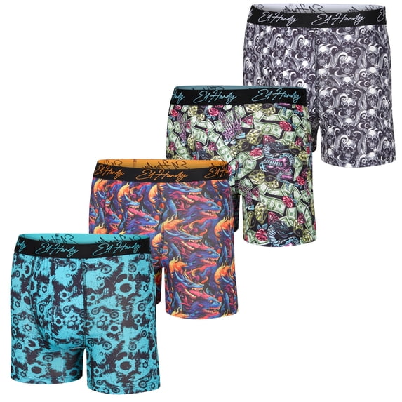 Ed Hardy Mens 4PK Boxer Briefs