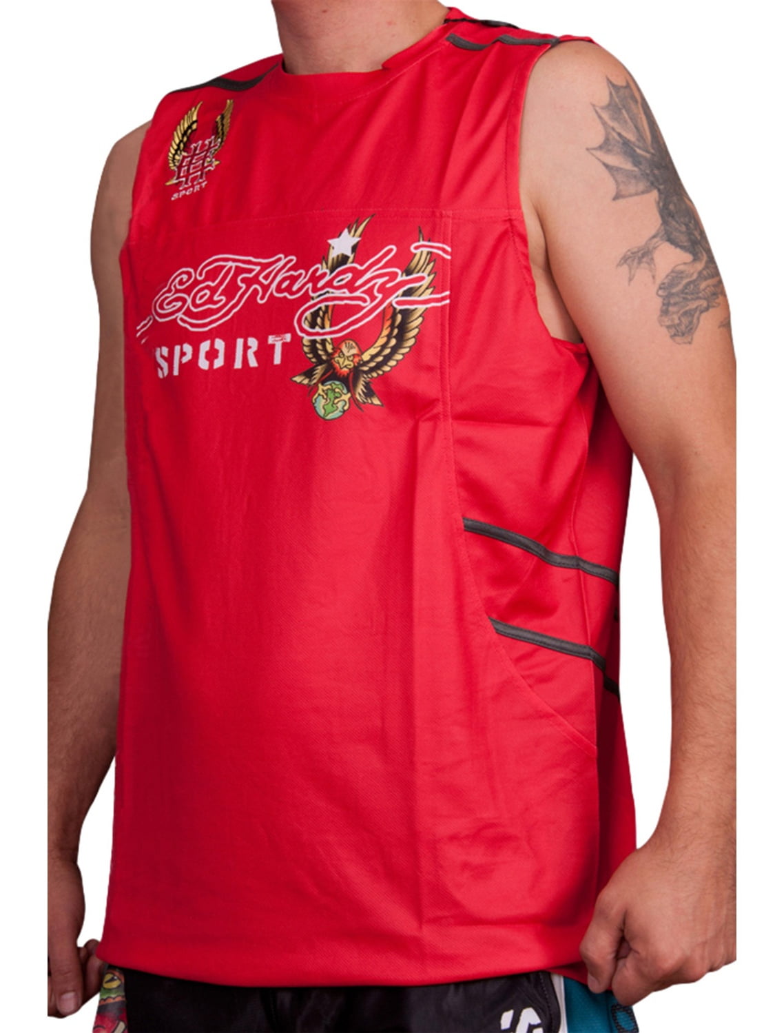 Ed Hardy Mens Eagle Sport Tank Top - Red - Small