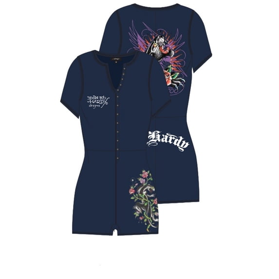 Ed Hardy Panther Rose Short Sleeve Pajama - EHW9005-2FN (Navy, XS)