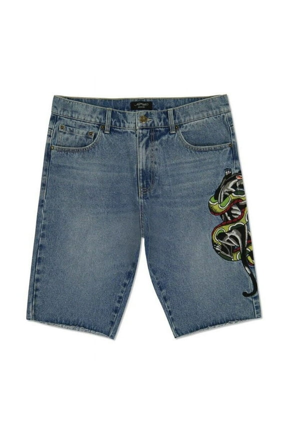 Panther Snake Denim Skater Short - MEHD8003-2 (Med Vintage, 36)
