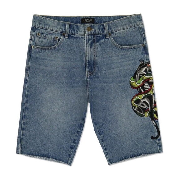 Ed Hardy Panther Snake Denim Skater Short - MEHD8003-2 (Med Vintage, 38)