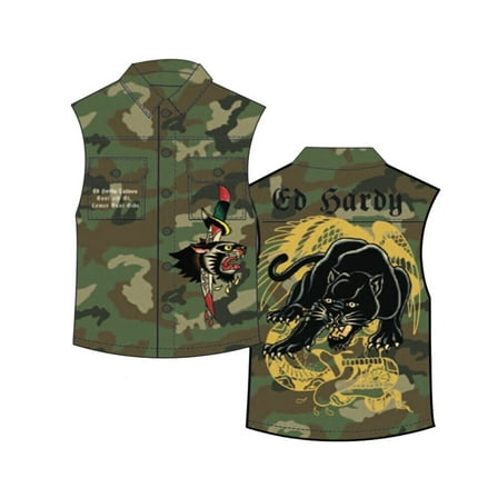 Ed Hardy Panther Twill Jacket - EHMSJ0001-1 (Camo, S)