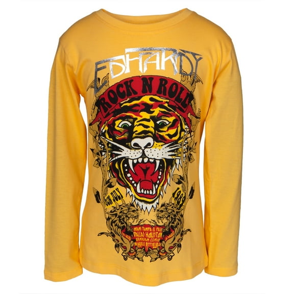 Ed Hardy - Rock N Roll Tiger Girls Juvy Long Sleeve T-Shirt - Juvy 5/6