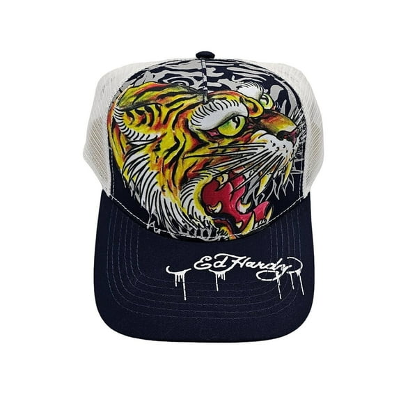 Ed Hardy Screaming Tiger Hat Navy/White - EHH0001-9