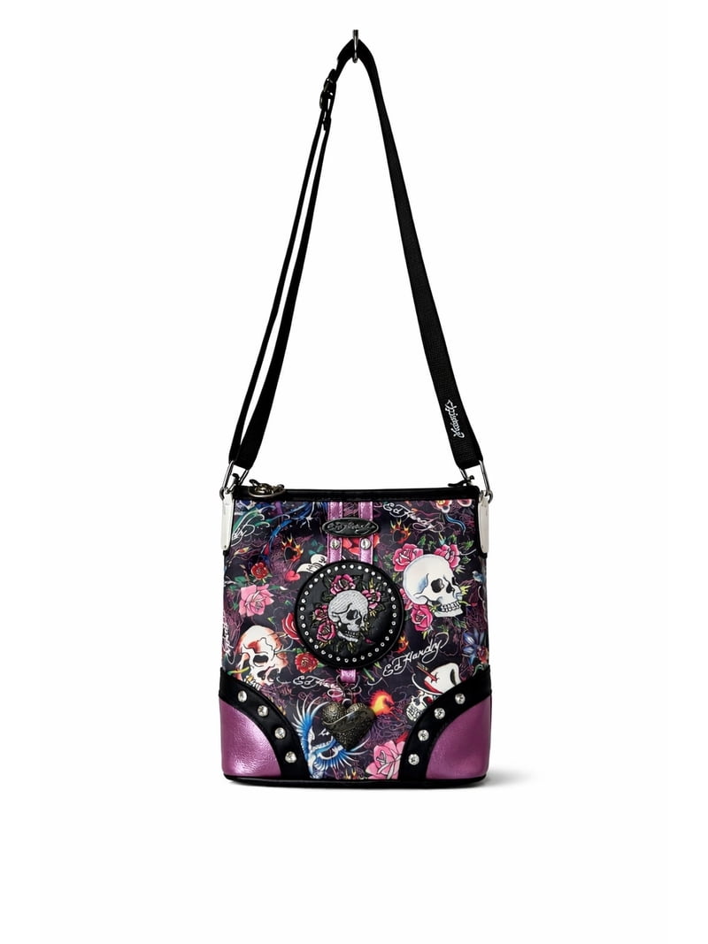 Ed Hardy スカルとバラのショルダーバッグ Ed Hardy Tattoo Women's