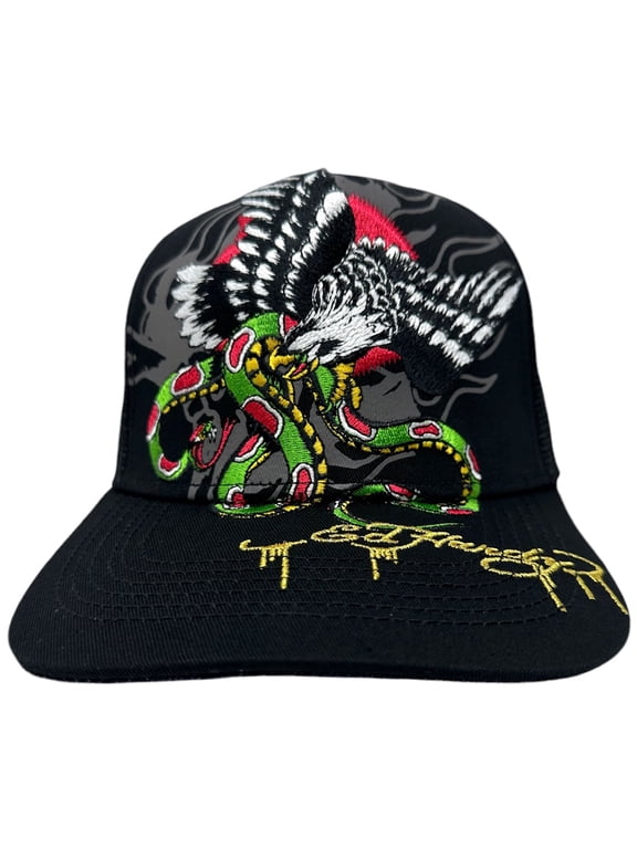 Trucker Hat Embroidered Tattoo Eagle Snake Black Mesh Snapback Cap