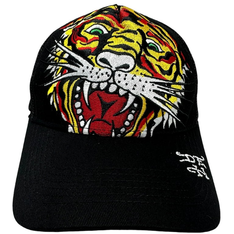 帽子 ED HARDY mesh cap Ed Hardy Trucker Hat Embroidered Tattoo Tiger Head Black Mesh