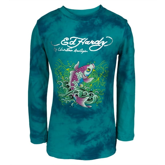 Ed Hardy - Two Koi Fish Swimming Girls Juvy Long Sleeve T-Shirt - Juvy 4/5
