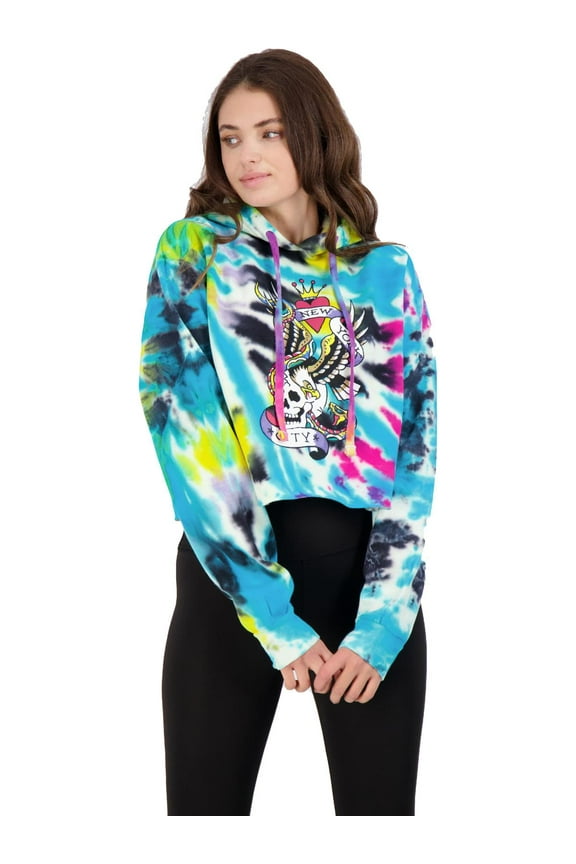 Women's French Terry Tie Dye Printed Cropped Hoodie
