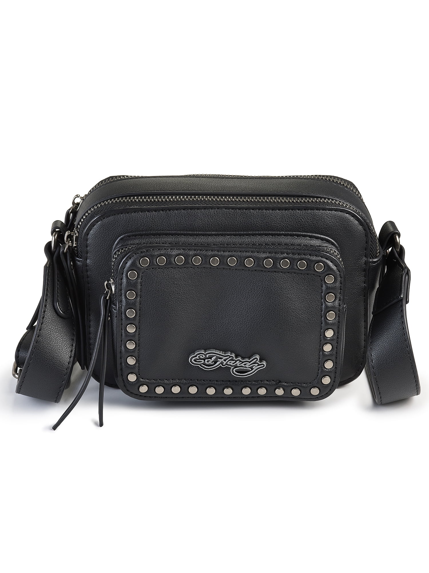 Ed Hardy Women's Black Camera Crossbody Bag with Skull Hardware