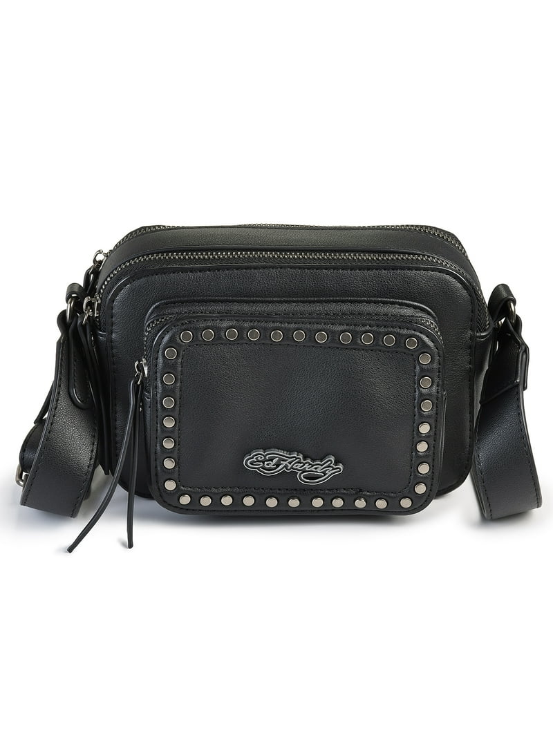 Ed Hardy Women's Black Camera Crossbody Bag with Skull Hardware