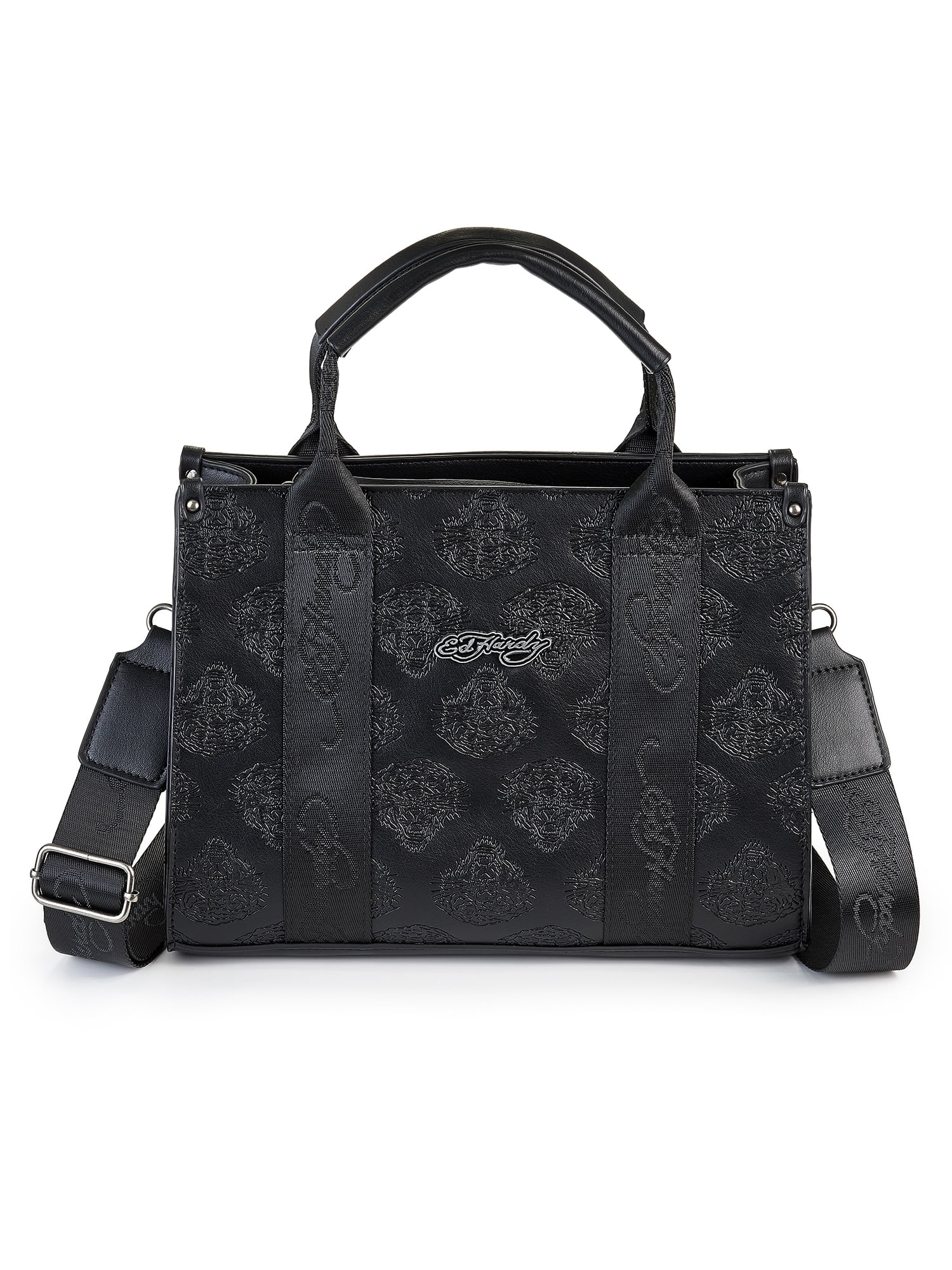 Ed Hardy Women's Lizzy Small Box Tote Crossbody Bag, Black
