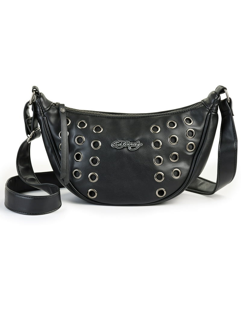 Ed Hardy Women's Marci Crescent Hobo Crossbody Bag, Black