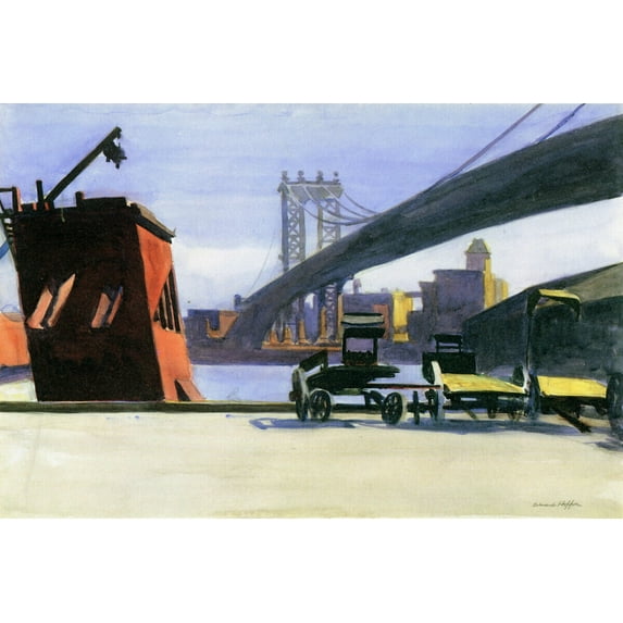 Ed Hopper- Manhattan Bridge - CANVAS OR PRINT WALL ART
