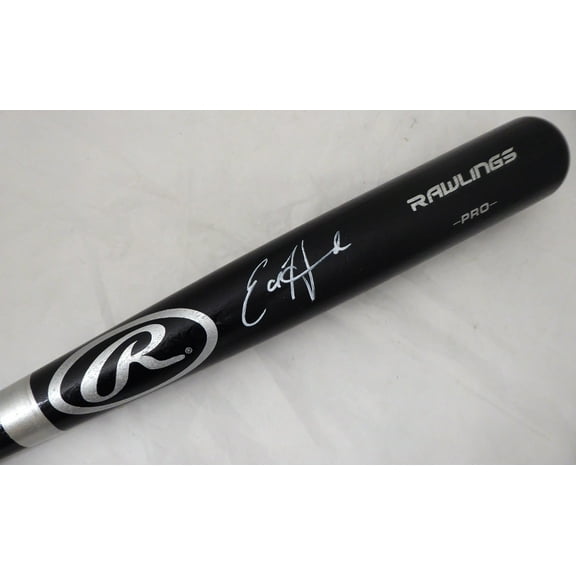 Ed Howard Autographed Black Rawlings Baseball Bat Chicago Cubs In White Beckett BAS 179026