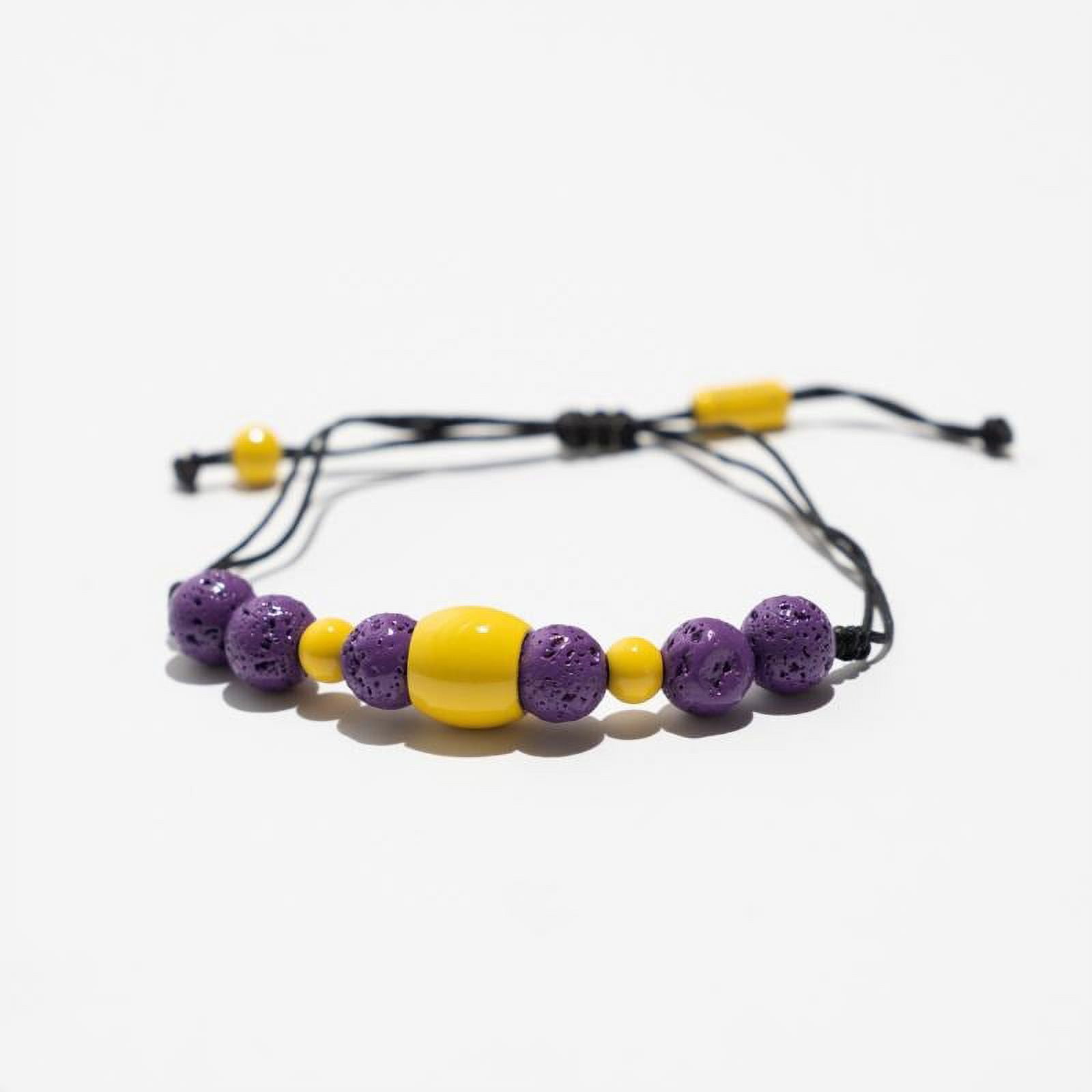 Ed Jacobs x NBA LA Lakers Stainless Steel Lava Stone Adjustable Bracelet