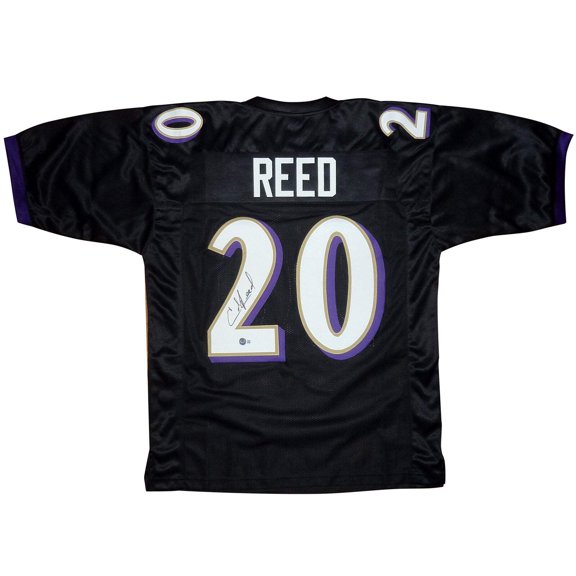 Ed Reed Autographed Baltimore (Black #20) Custom Jersey – Beckett
