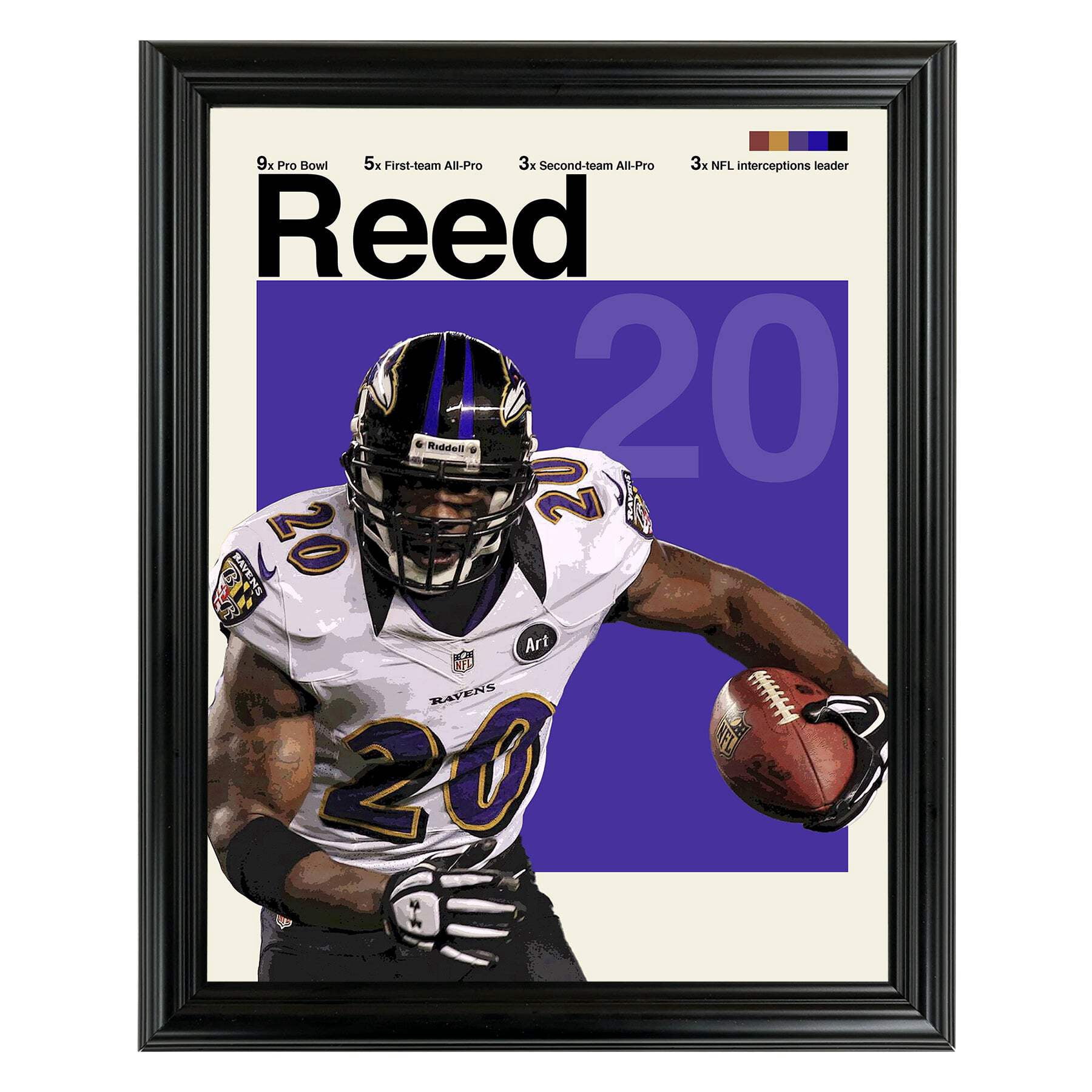 Ed Reed Framed Sports Art Photo by Thomas Maxwell - Walmart.com