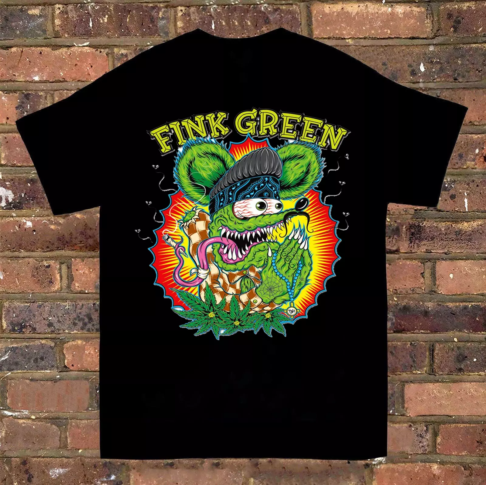 Ed Roth Rat Fink Green Funny Short Sleeve Black All Size T-shirt Tshirt