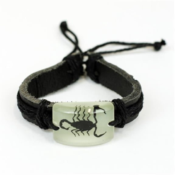 Ed Speldy East NBL212 Leather Bracelet - Black Scorpion with Glow in the Dark Back