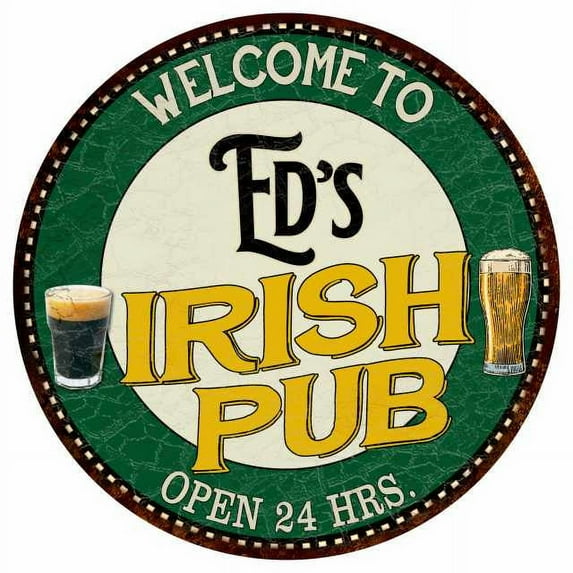 Ed's Irish Pub 12" Round Metal Sign Kitchen Bar Wall Décor 200120036003