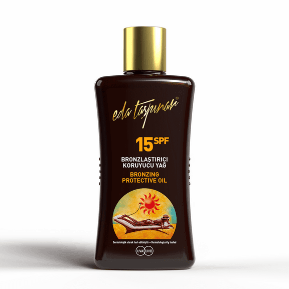 Eda Taspinar SPF 15 Bronzing&Protective Oil, Tanning&Protecting Oil Spray for Mediterranean Tan, Broad-Spectrum Nourishing, All Eyes On You! (200 ml/6.8 oz) 1 Pack