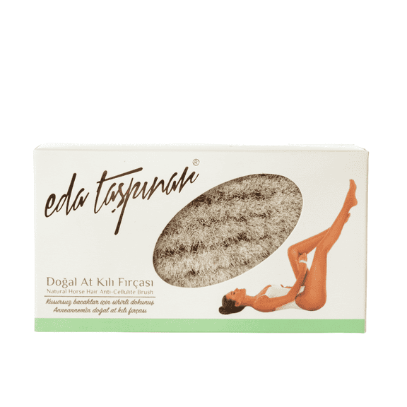 Eda Taspinar Dry Brush Natural Horse Hair Anti Cellulite Brush- Removes Cellulite by 57% in 5 Weeks - Exfoliates, Improves Lymphatic Function, Silky Skin, Animal Friendly, 1 Brush