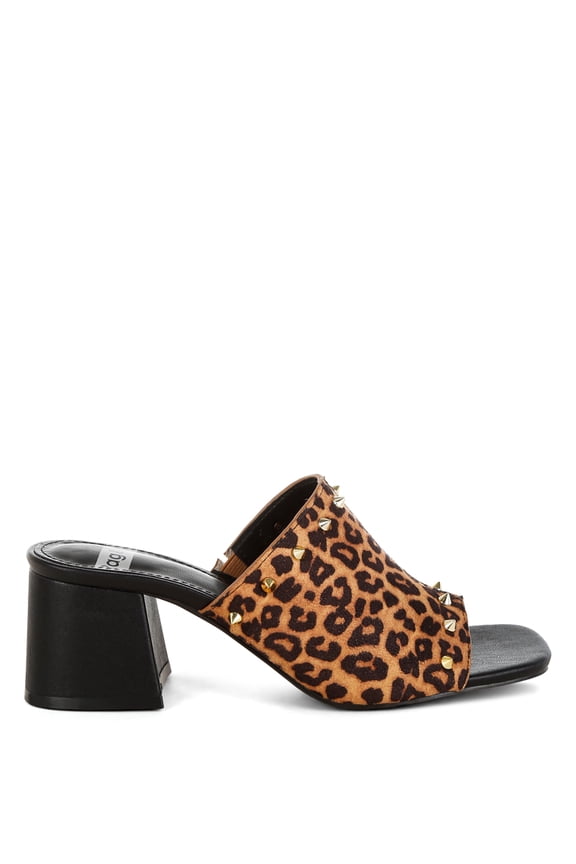 Edama Leopard Print Studded Slip Ons