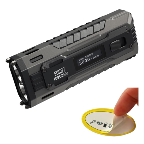 Edc37 8000 Lumens Flat Shape Flashlight  Usb-c Fast Charging With Digital Oled Display And Safety Lock Sticker