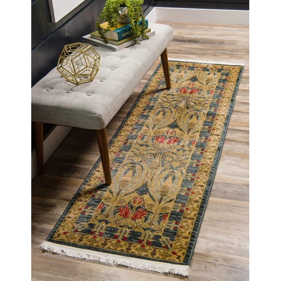 Edcc Edinburgh Collection Area Rug - Canmore (2' 7" x 10' Runner, Navy Blue/ Tan)