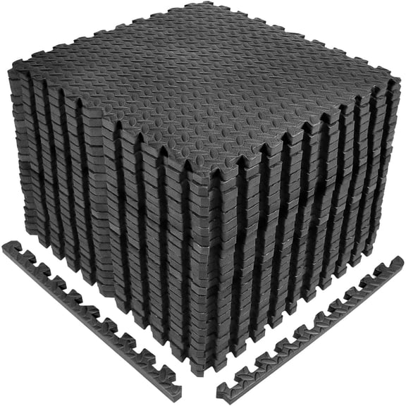 Edcc Interlocking Exercise Foam Mats, 3/4-Inch Thickness Gym Flooring Tiles, Extra Thick Eva Foam Fitness Equipment Mat & Home Protective Flooring Cushion