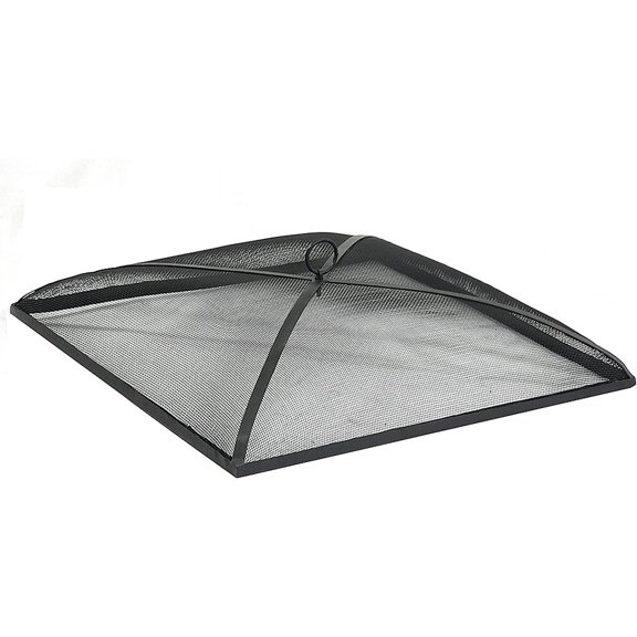 Edcc Sunnydaze Heavy-Duty Steel Mesh Fire Pit Spark Screen Cover - Outdoor Fire Pit Screen Cover - Square - Black - 24-Inch